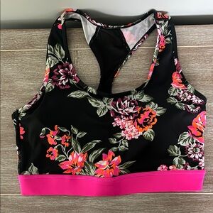 LuLaRoe Floral Sports Bra in Black and Pink
